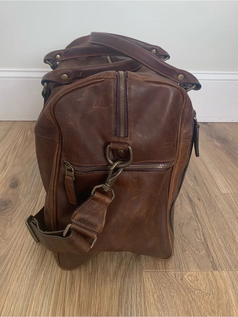 Moore & Giles for NetJets Booker Cabin Brown Leather Duffle Bag Carry On